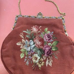 Vintage Needlepoint Purse with Chain